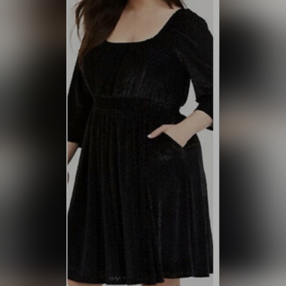 Torrid Black Flocked Mesh Dress - torrid size 1 & NWT!